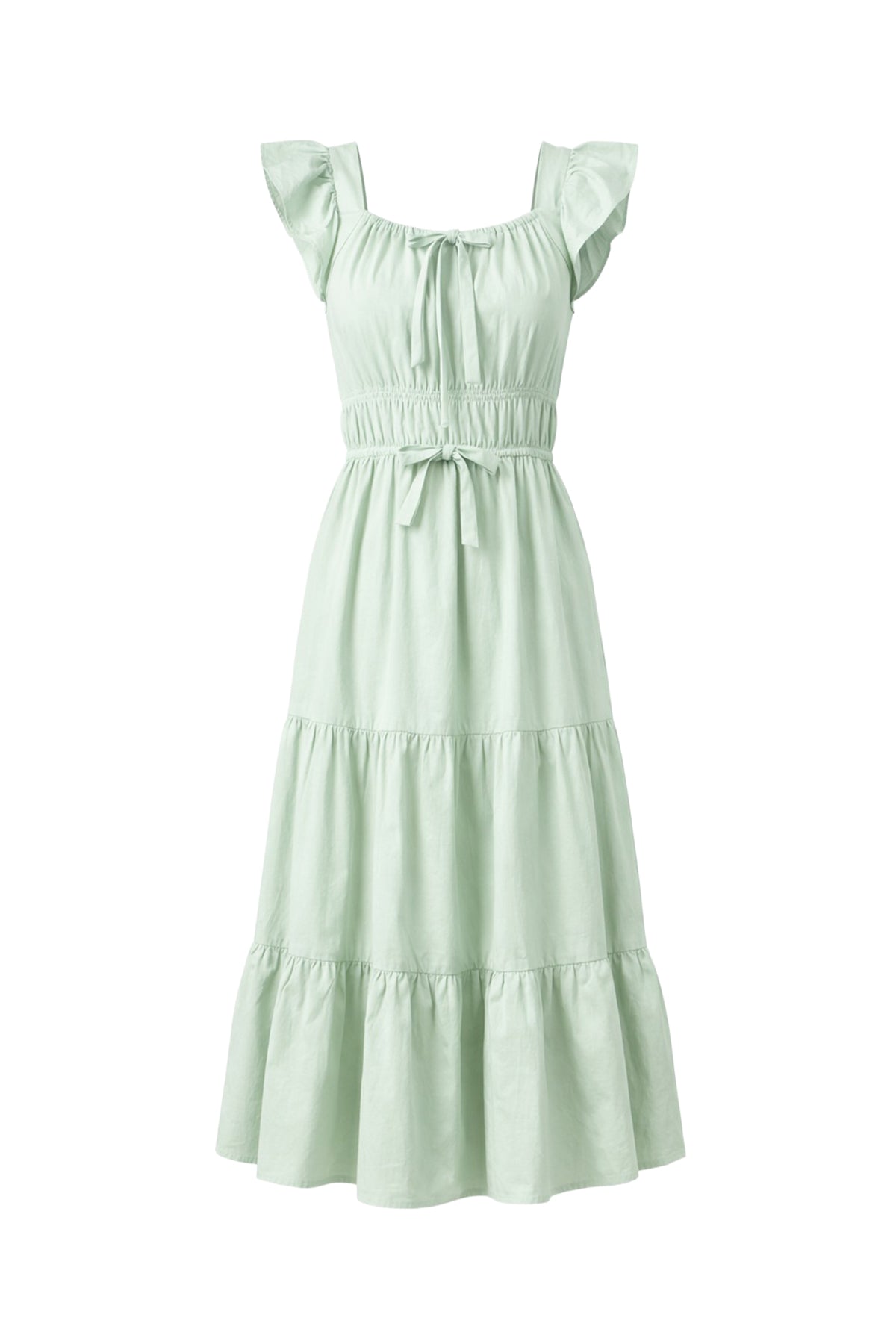 Bow & Flow Cotton Tiered Midi Dress