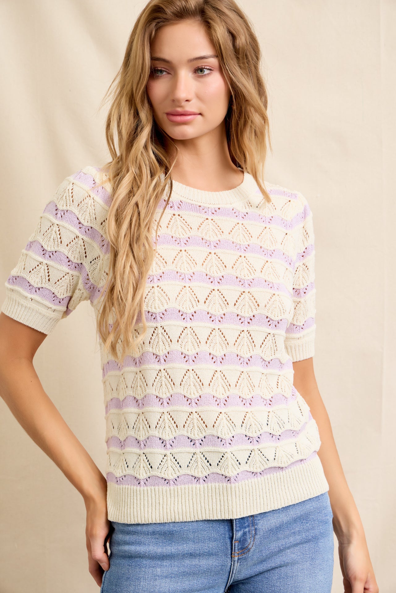 Pointelle Breeze Short Sleeve Top