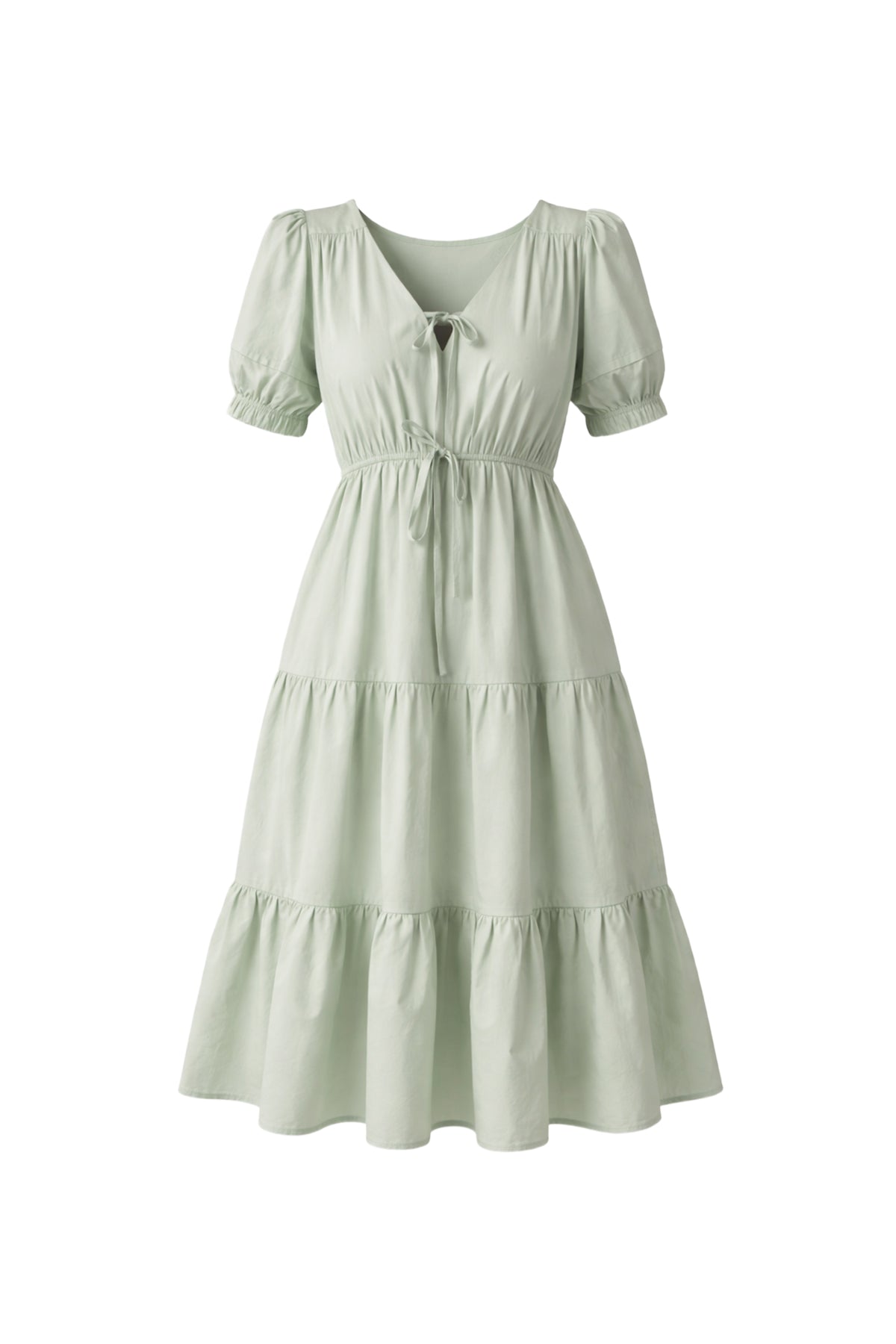 V-Tied Elegance Tiered Dress