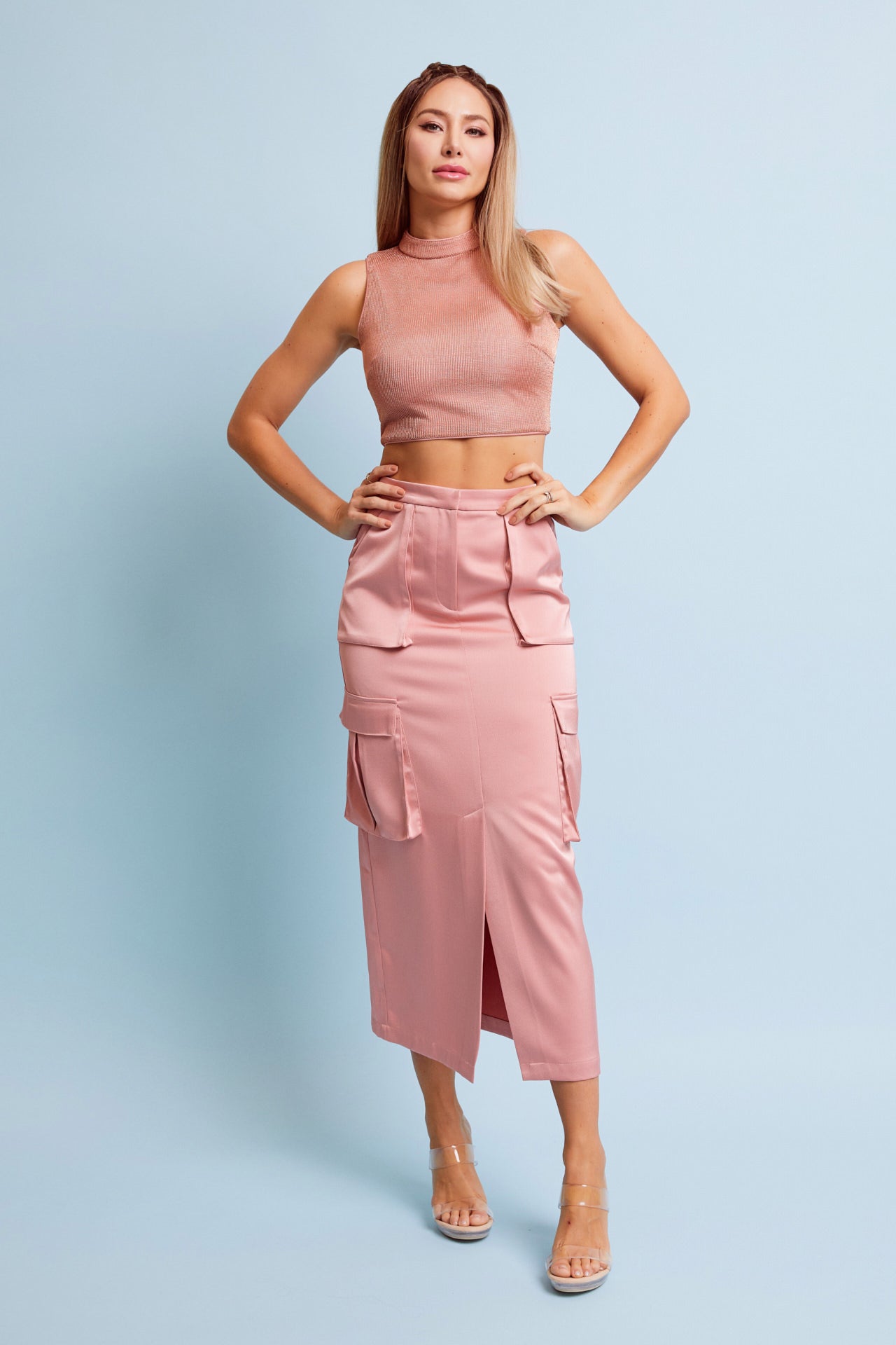 Satin Cargo Skirt