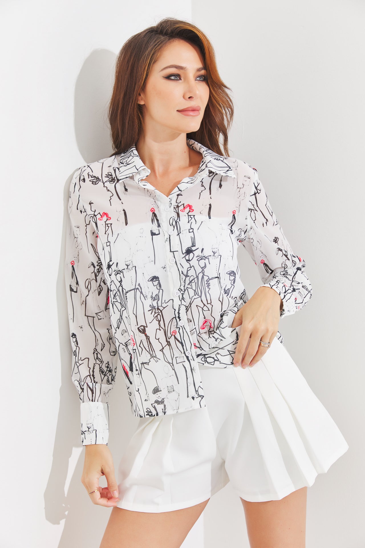 Printed Button Up Blouse