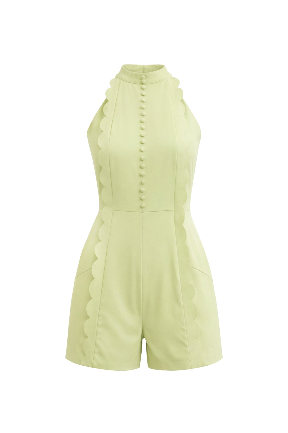 Kaiselle Woven Halter Scallop Edge Romper