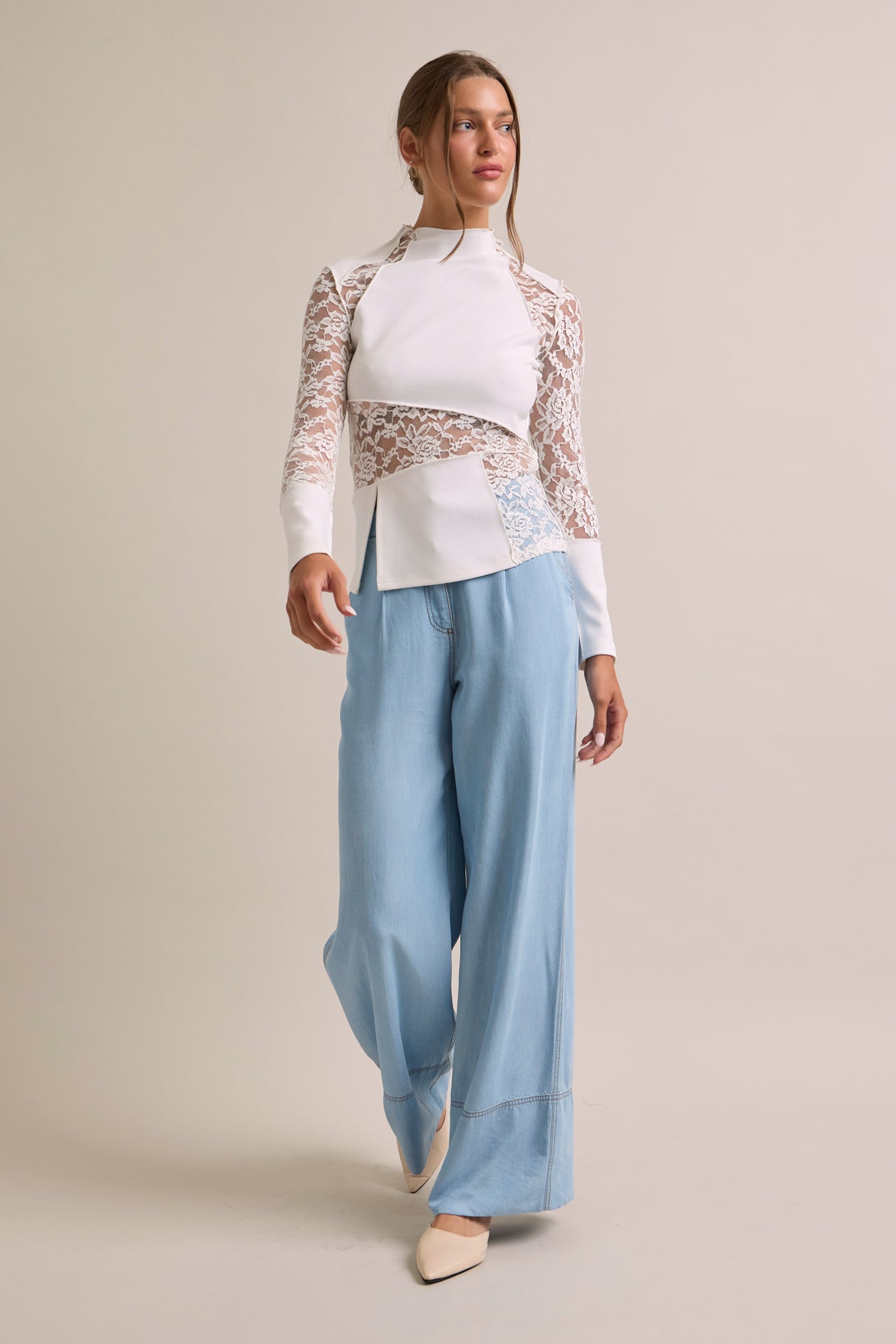 Whispers of Lace Knit Long Sleeve Top