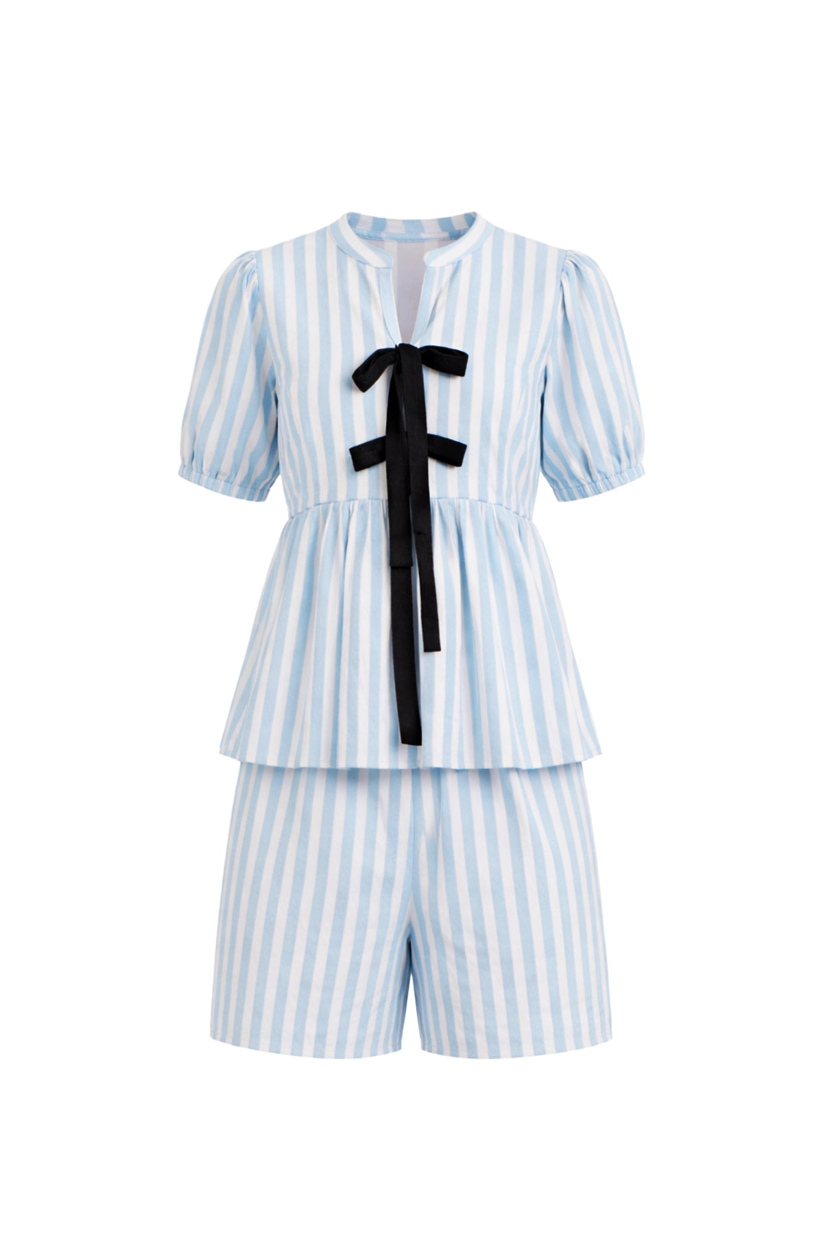 Puff & Stripes Bow Top & Shorts Set