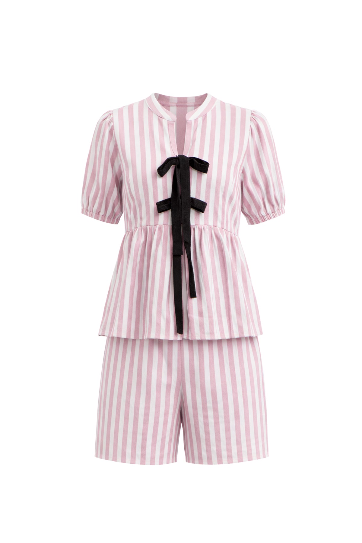 Puff & Stripes Bow Top & Shorts Set
