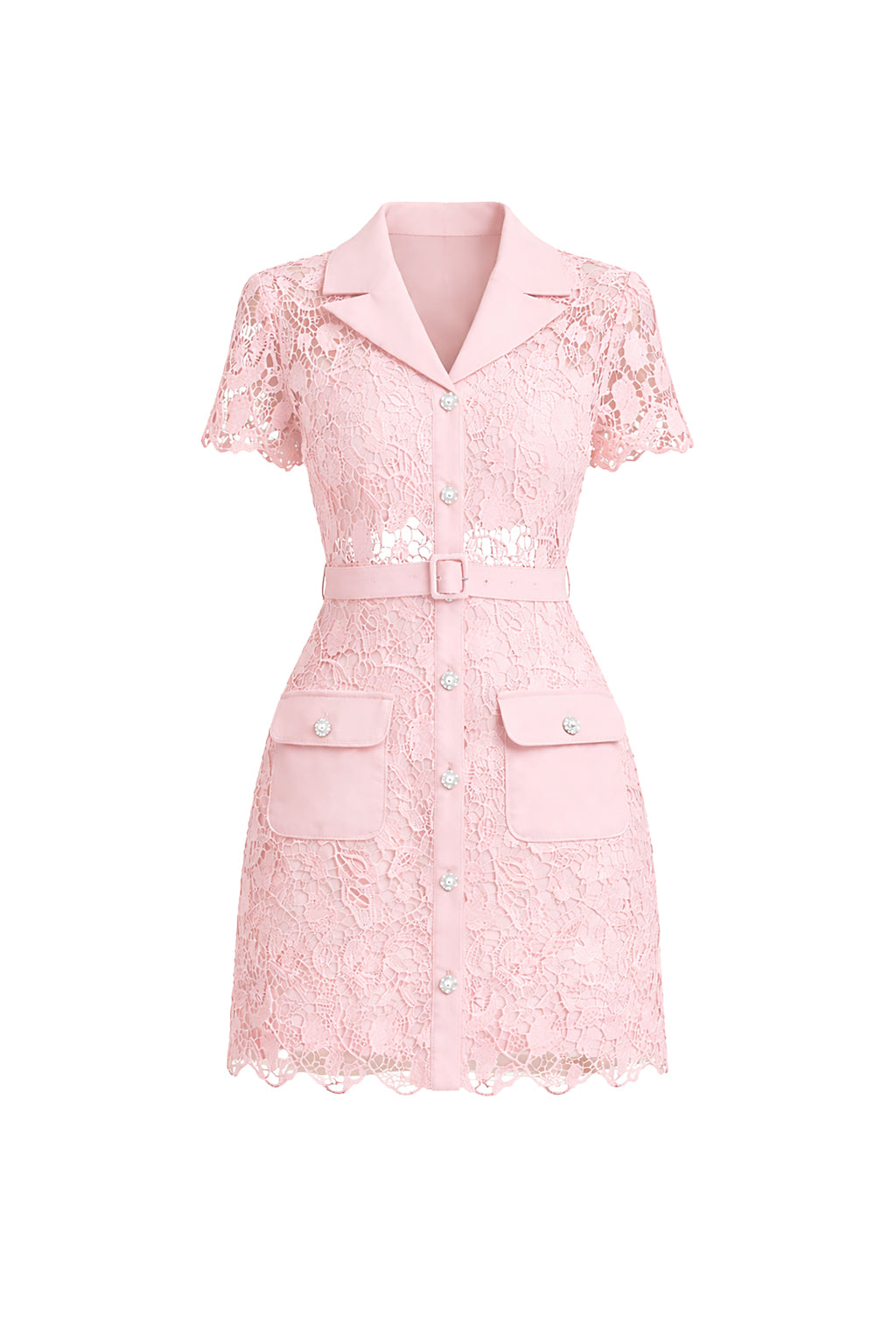 Crochet Lace Shirt Mini Dress