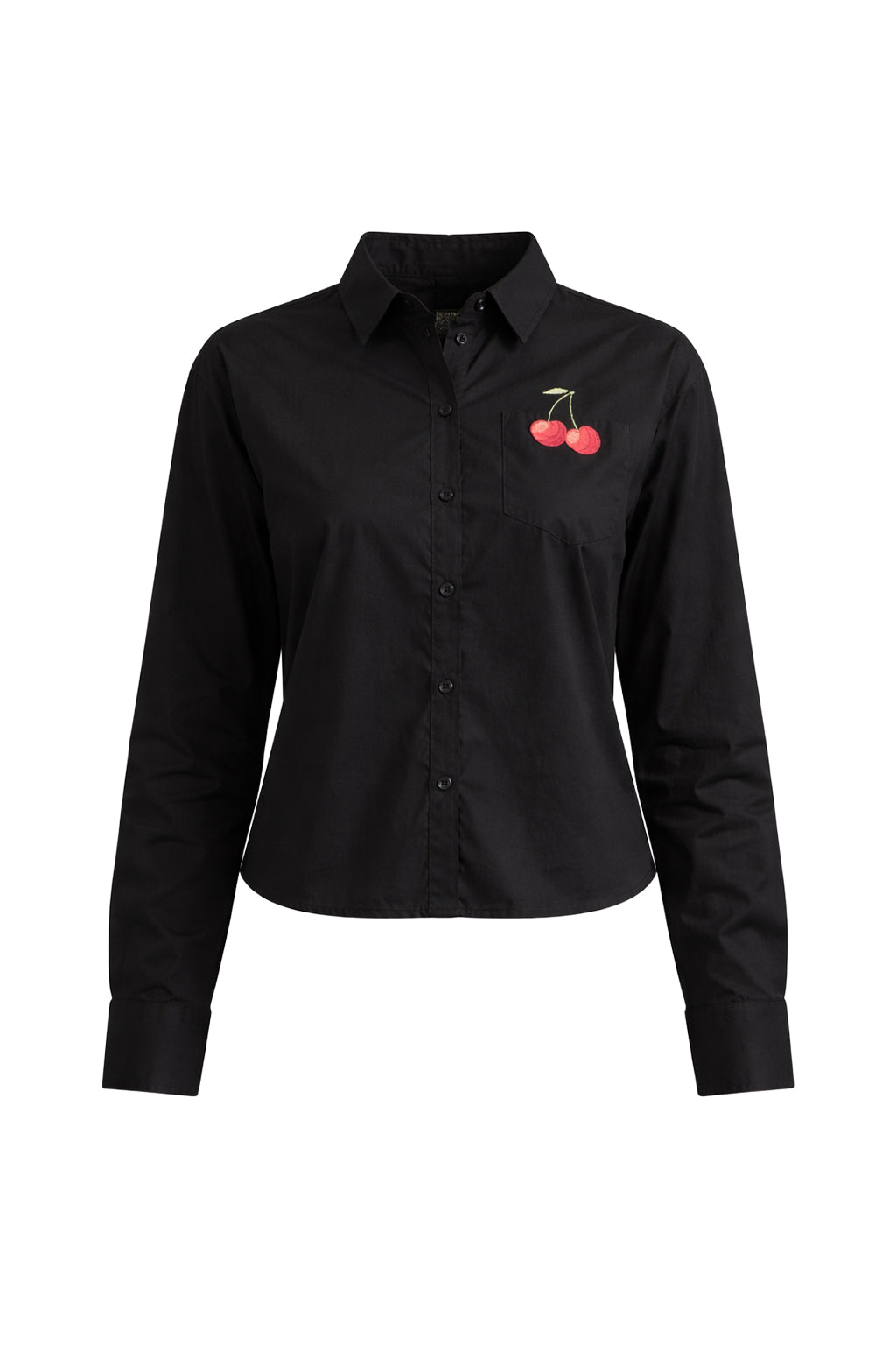 Woven Shirt With Cherry Embroidery