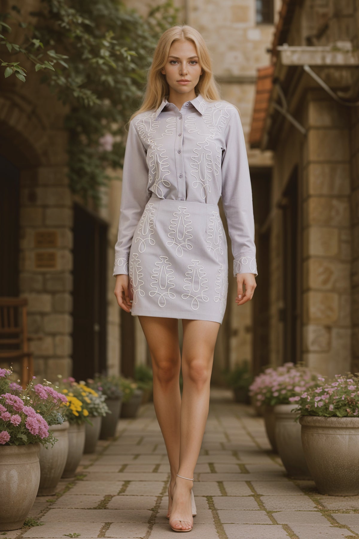 Layla Woven shirt with cord embroidery