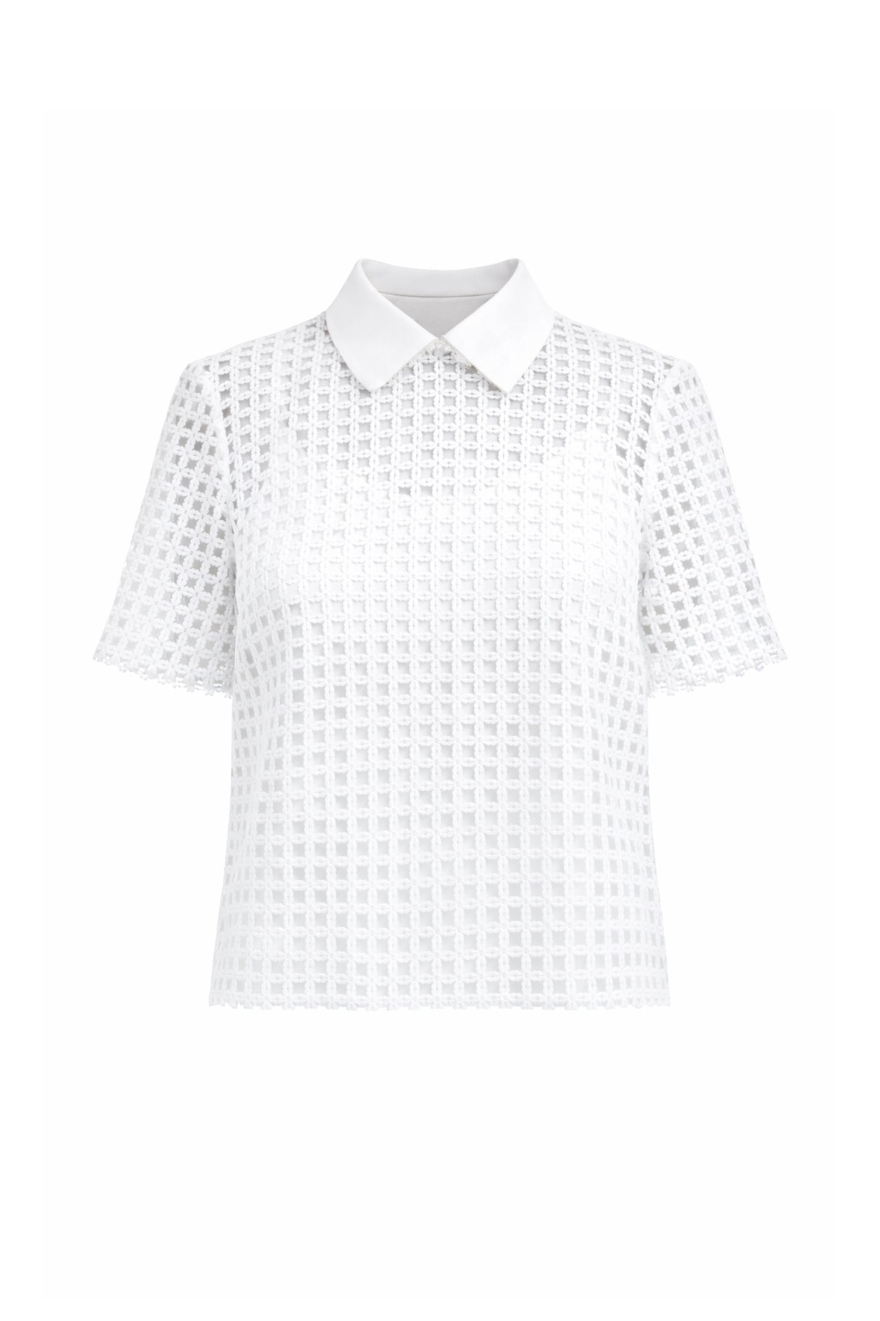 Camilla Lace Short Sleeve Embellished Collar Top With Cami