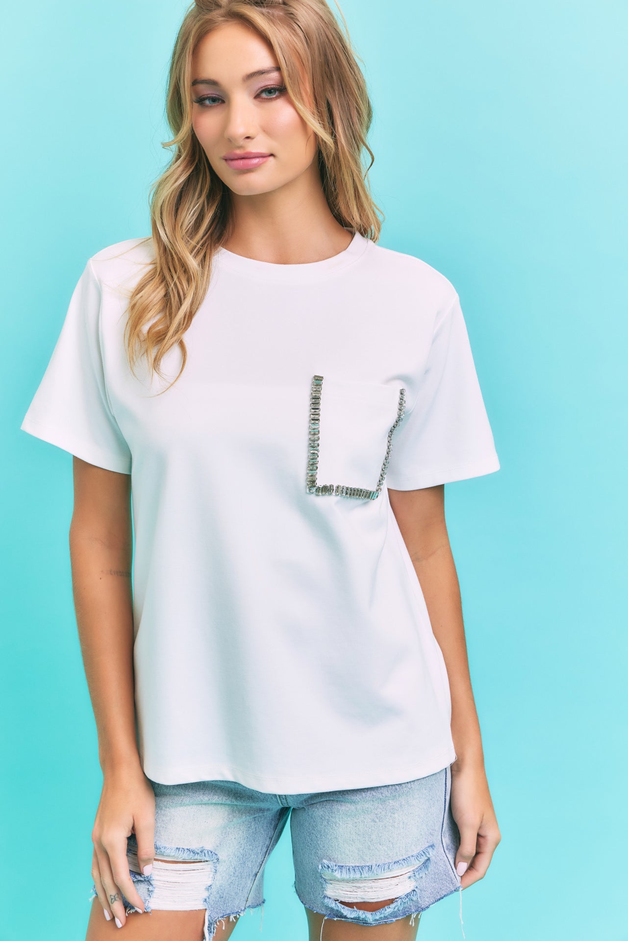 Yvie Knit T-shirt With Embellished Chest Pocket