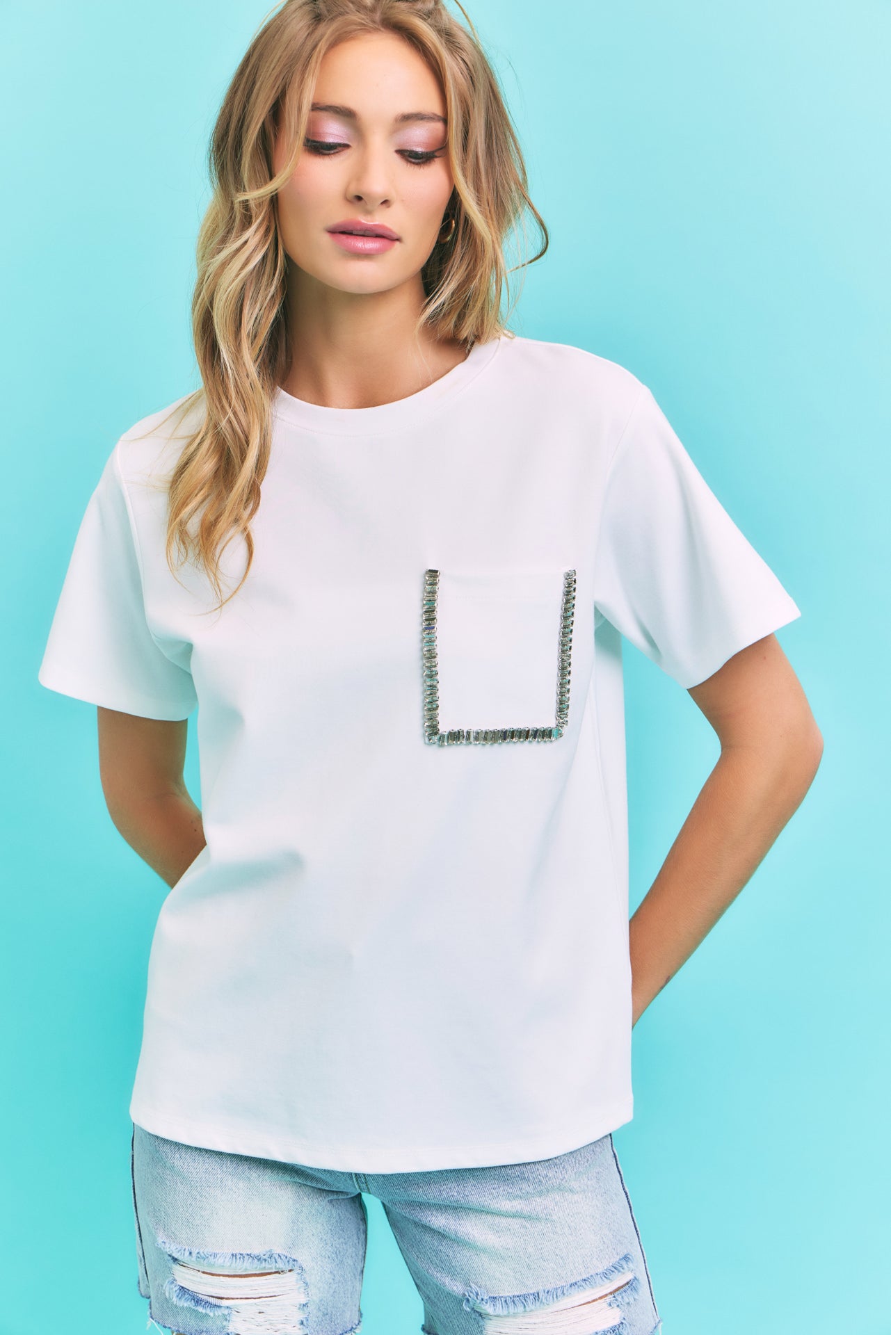 Yvie Knit T-shirt With Embellished Chest Pocket