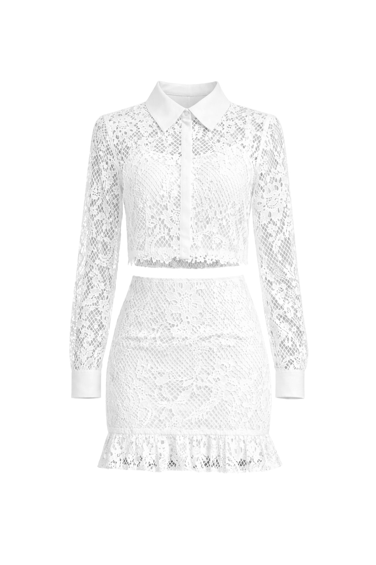 Lace Mini Skirt With Ruffle Hem
