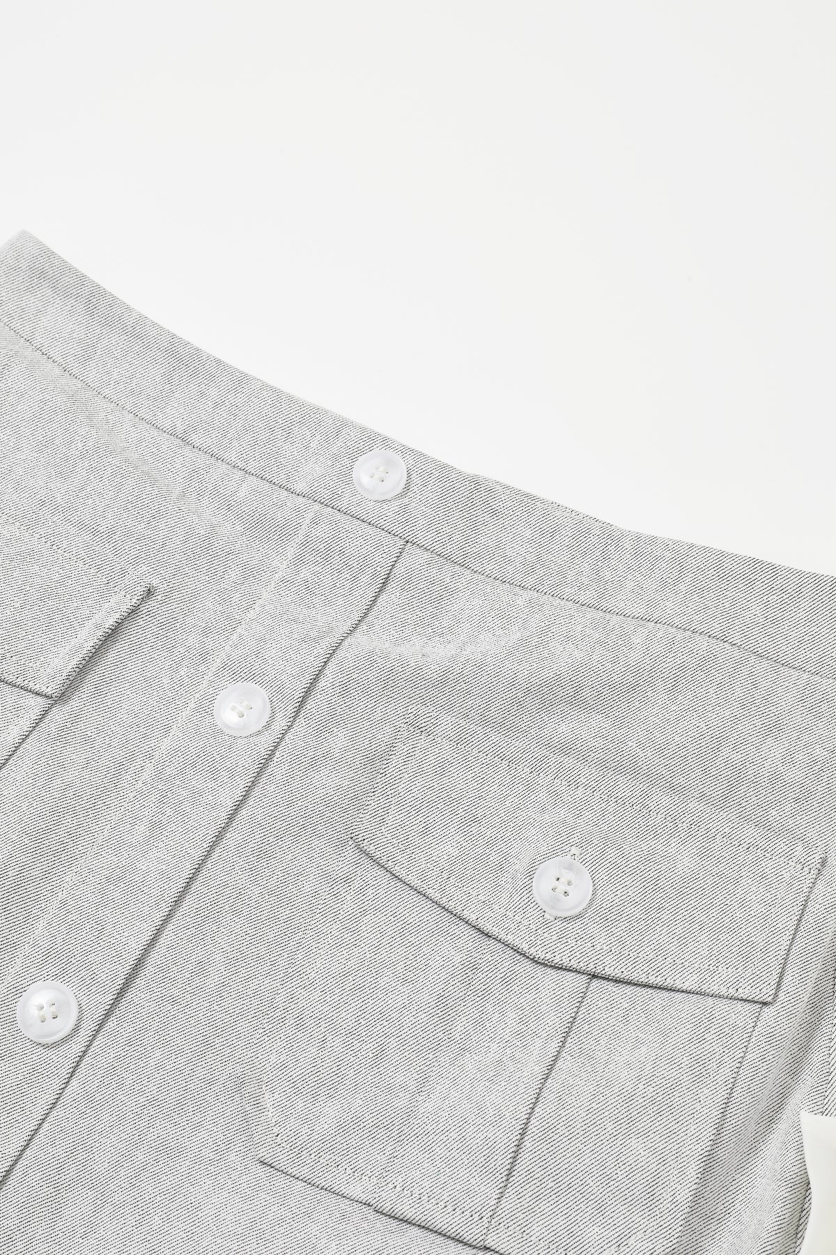 Day Trip Woven Button Down Asymmetrical Hem Pleated Skirt