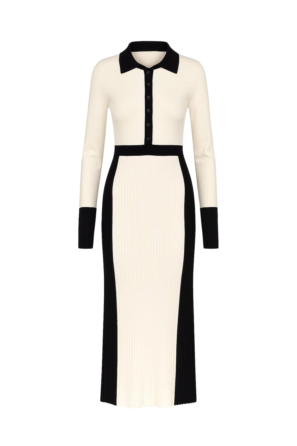 Sol Knit Colorblock Pleated Midi Dress
