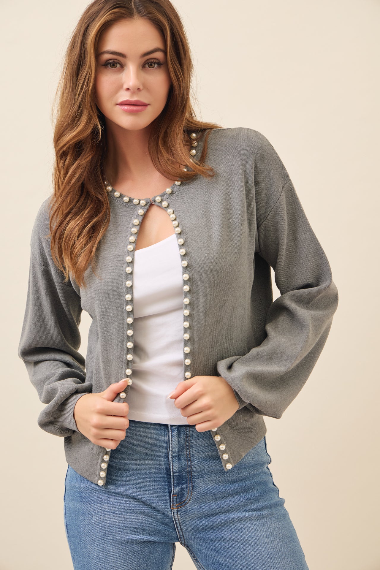 Best Behavior Pearl Embellished Cardigan