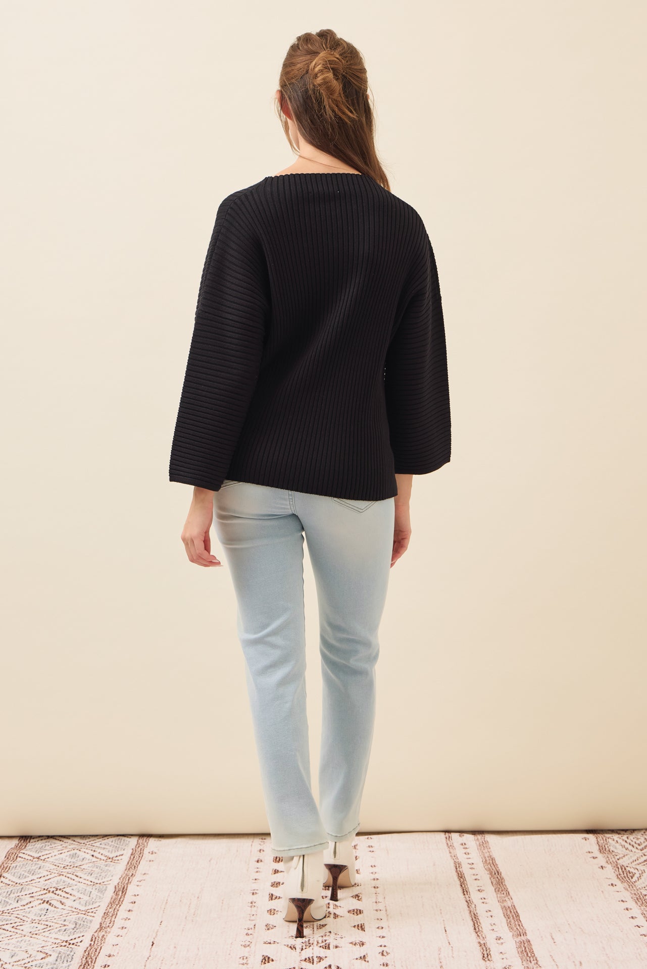 All Day Long Rib Knit Kimono Sleeve Top