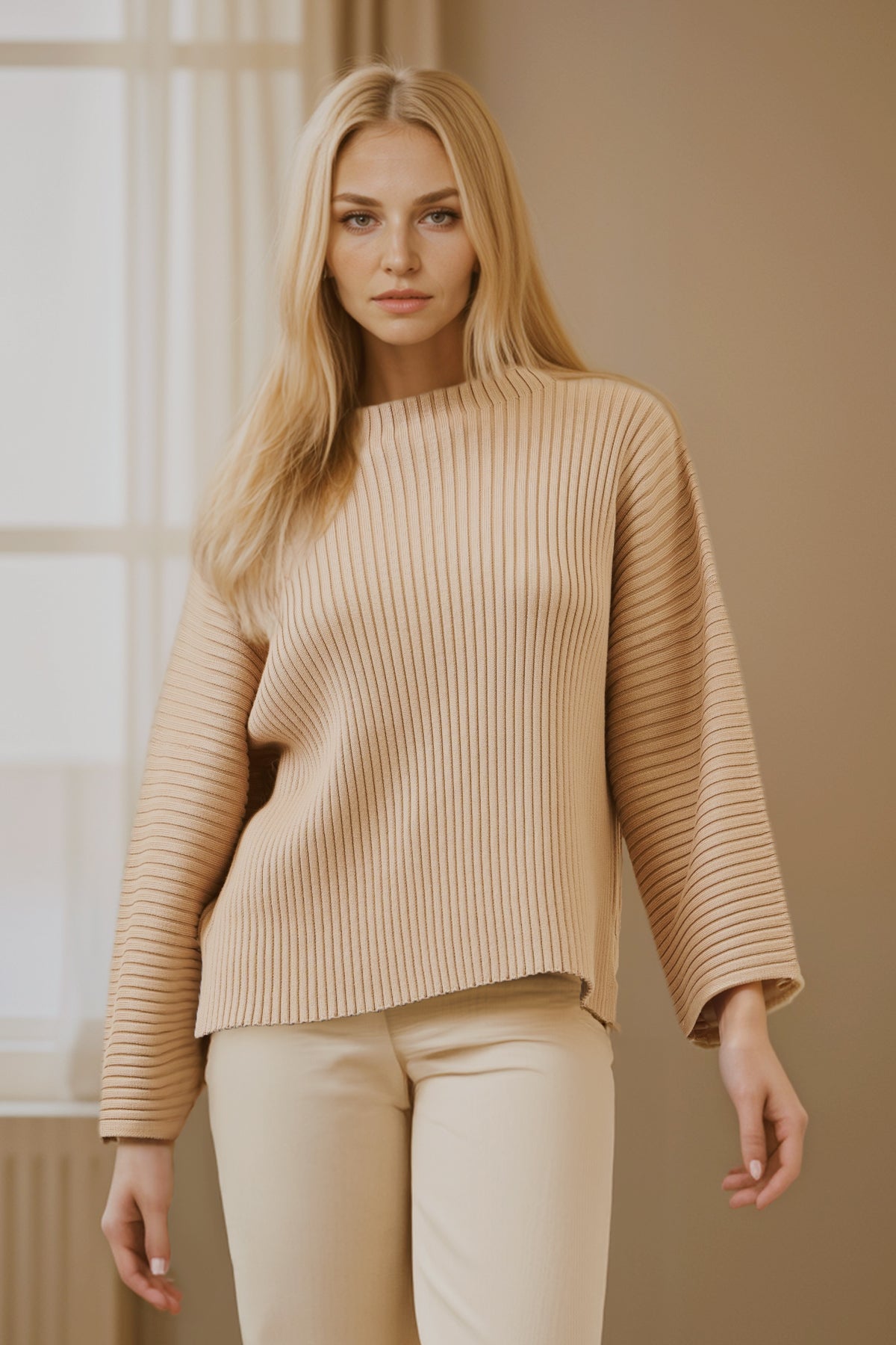 All Day Long Rib Knit Kimono Sleeve Top