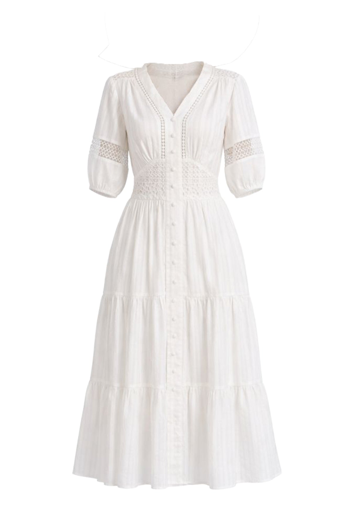 Boho Breeze Woven Short Sleeve Tiered Midi Dress