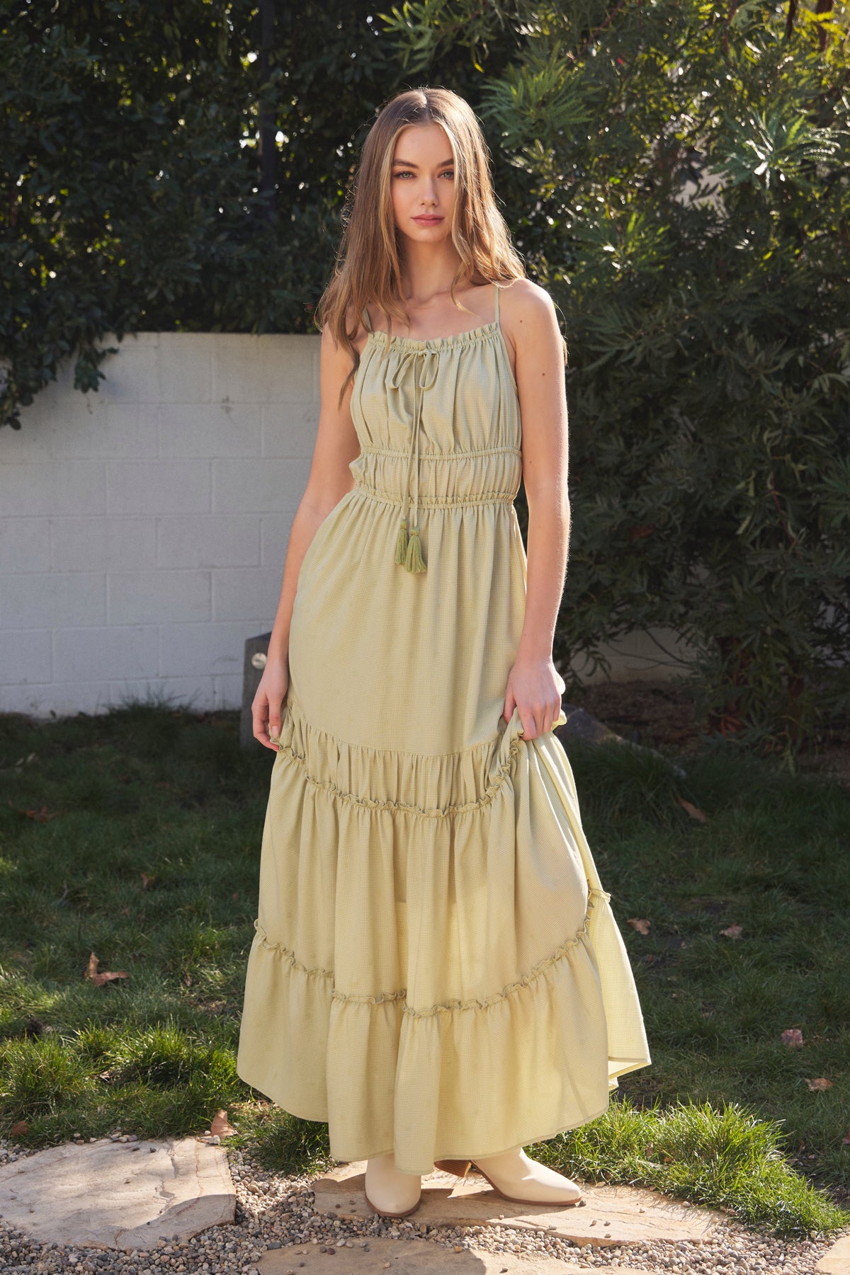 Tiered Tie Back Maxi Dress
