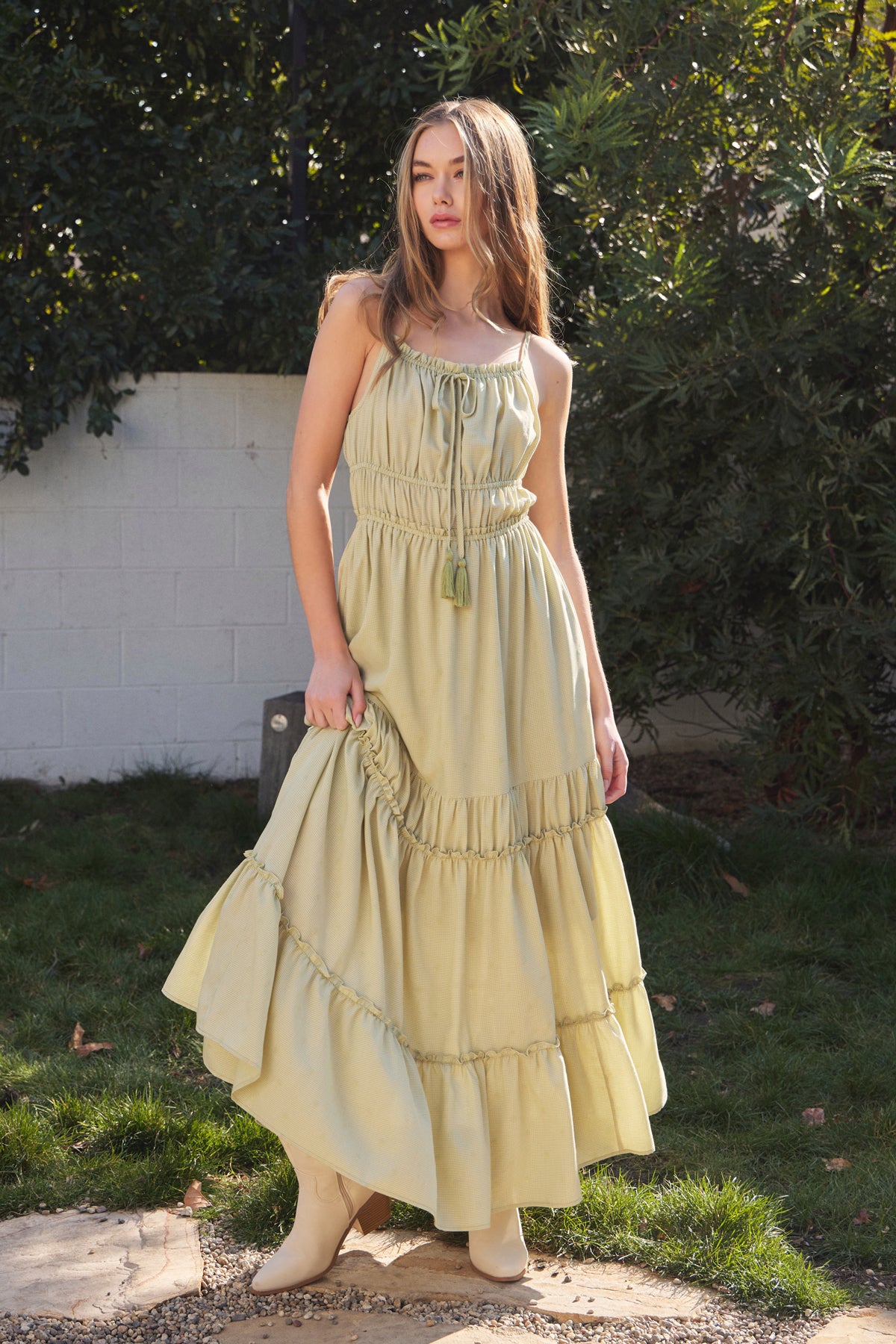 Tiered Tie Back Maxi Dress
