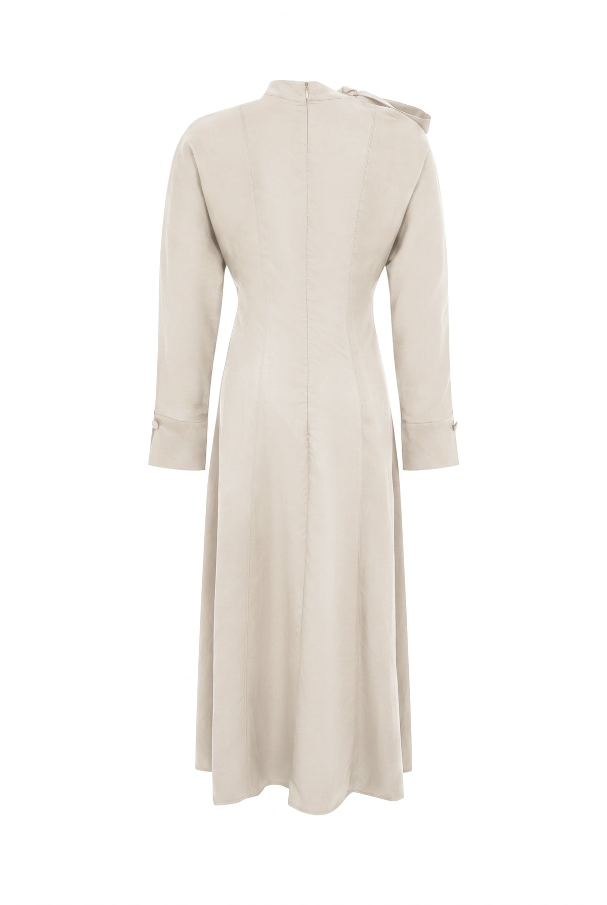Paulette Woven Midi Dress With Shoulder Cut Out And Tie