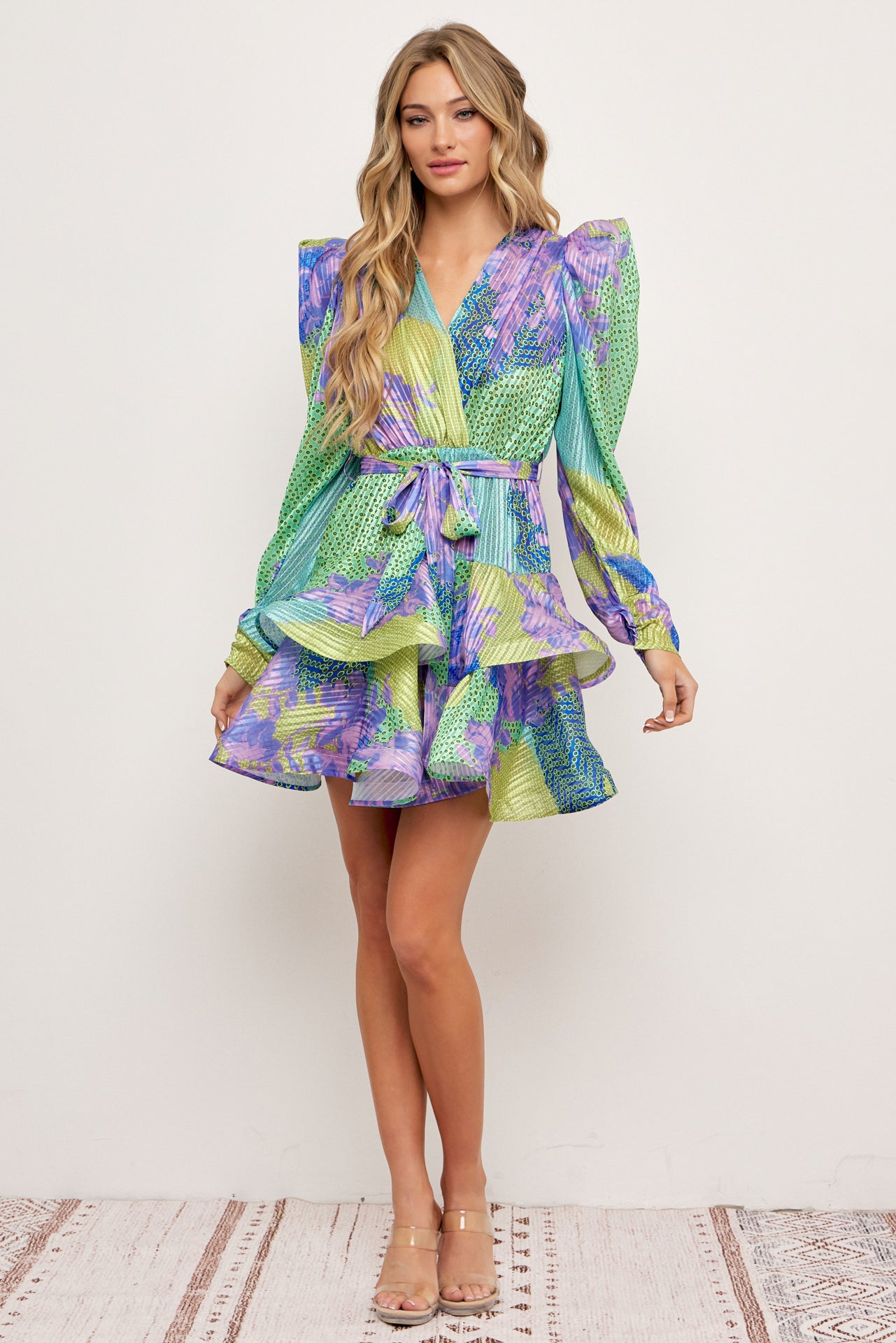 Megan Tiered Flare Dress With Puff Sleeve