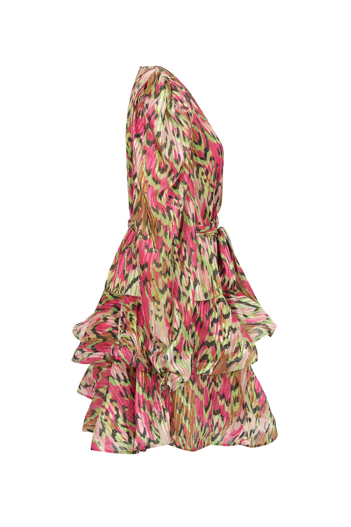 Naila Tiered Flare Dress With Puff Sleeve