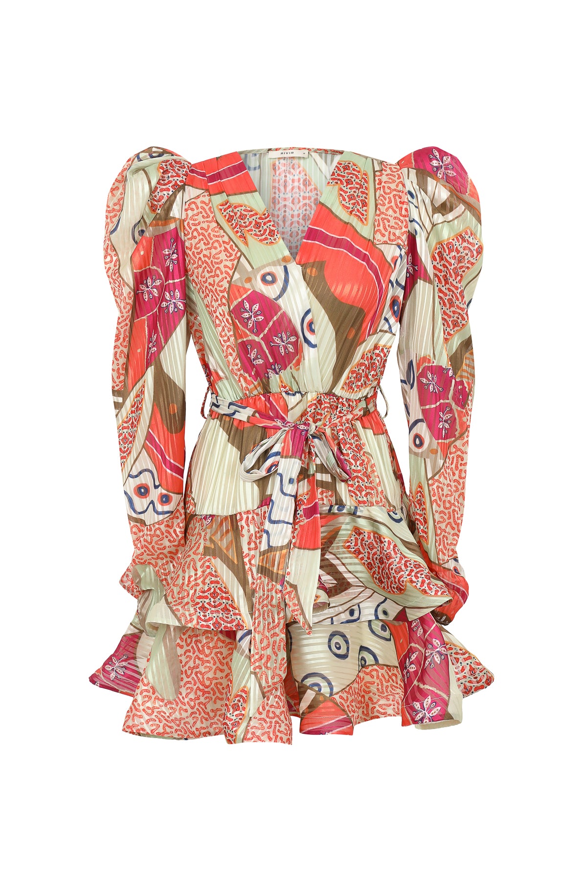 Puff Sleeve Dreamscape Tiered Flare Dress