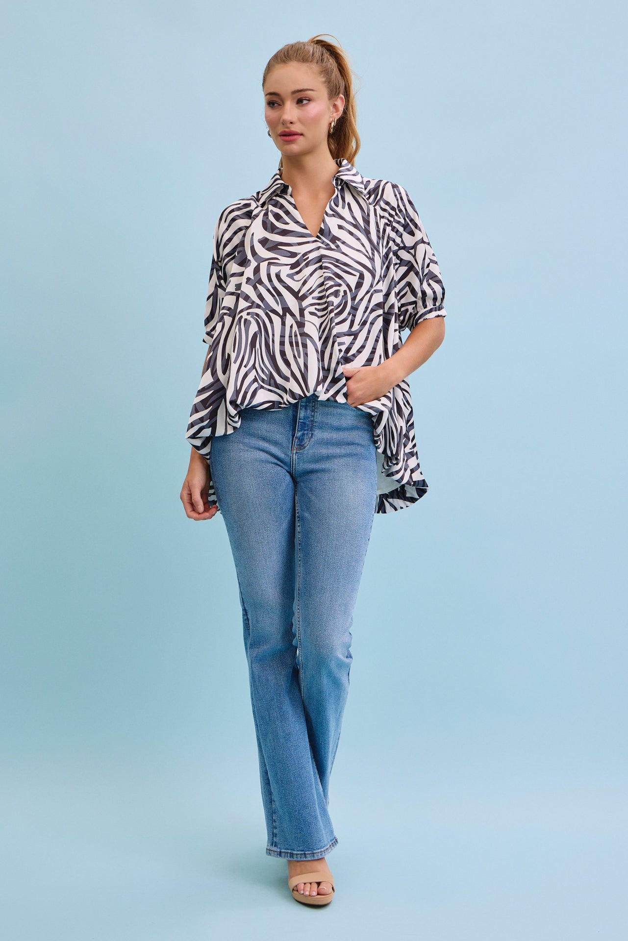 High-low Harmony Printed Top