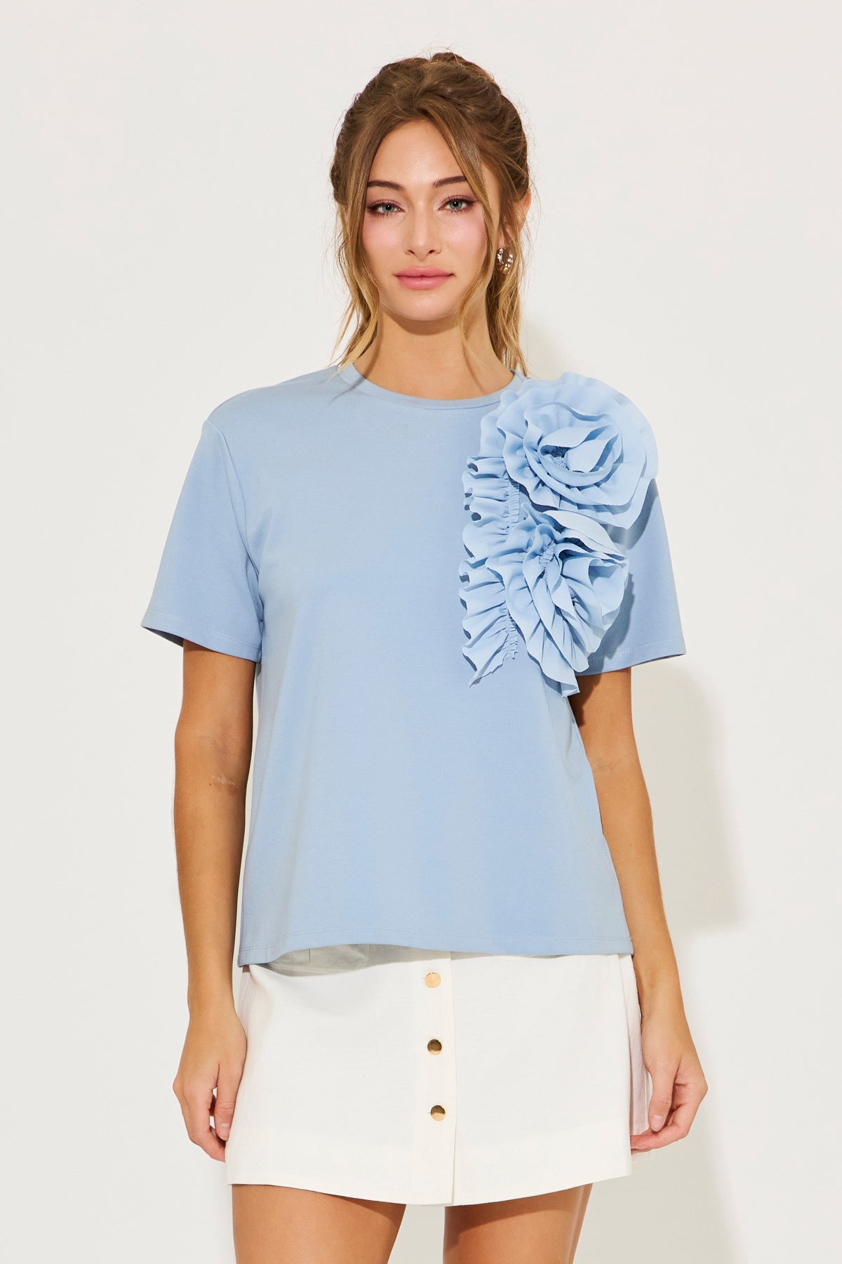 Bright Bloom Big Flower Short Sleeve Top