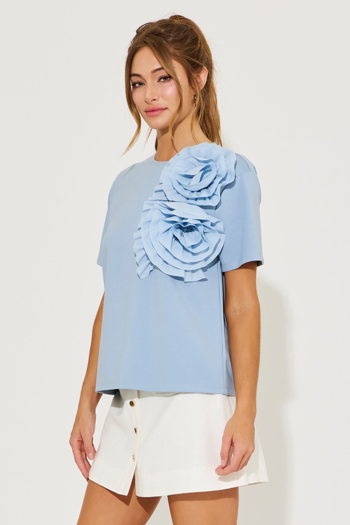 Bright Bloom Big Flower Short Sleeve Top