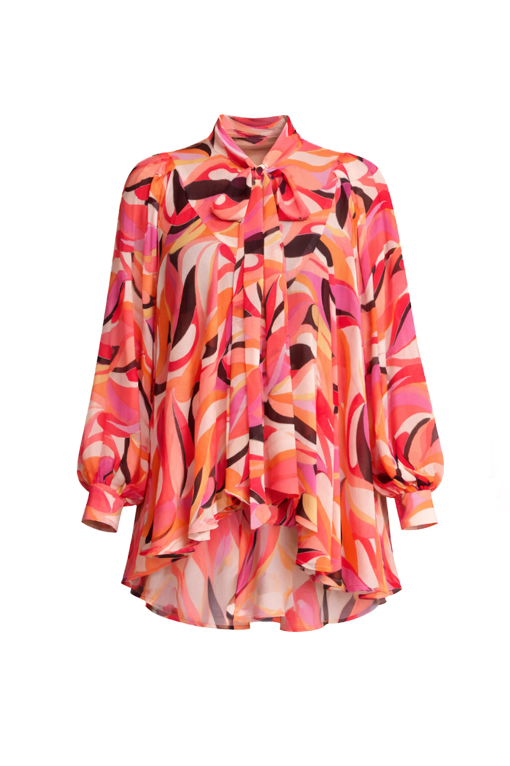 Neck Tied Front Long Sleeve Top