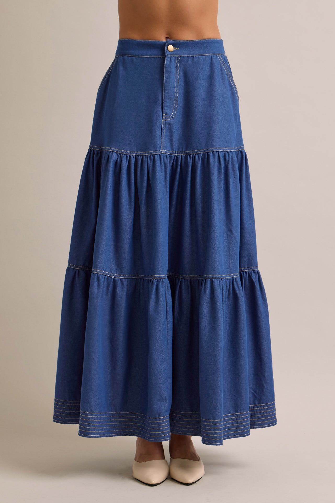 Eliza Denim Tiered Skirt
