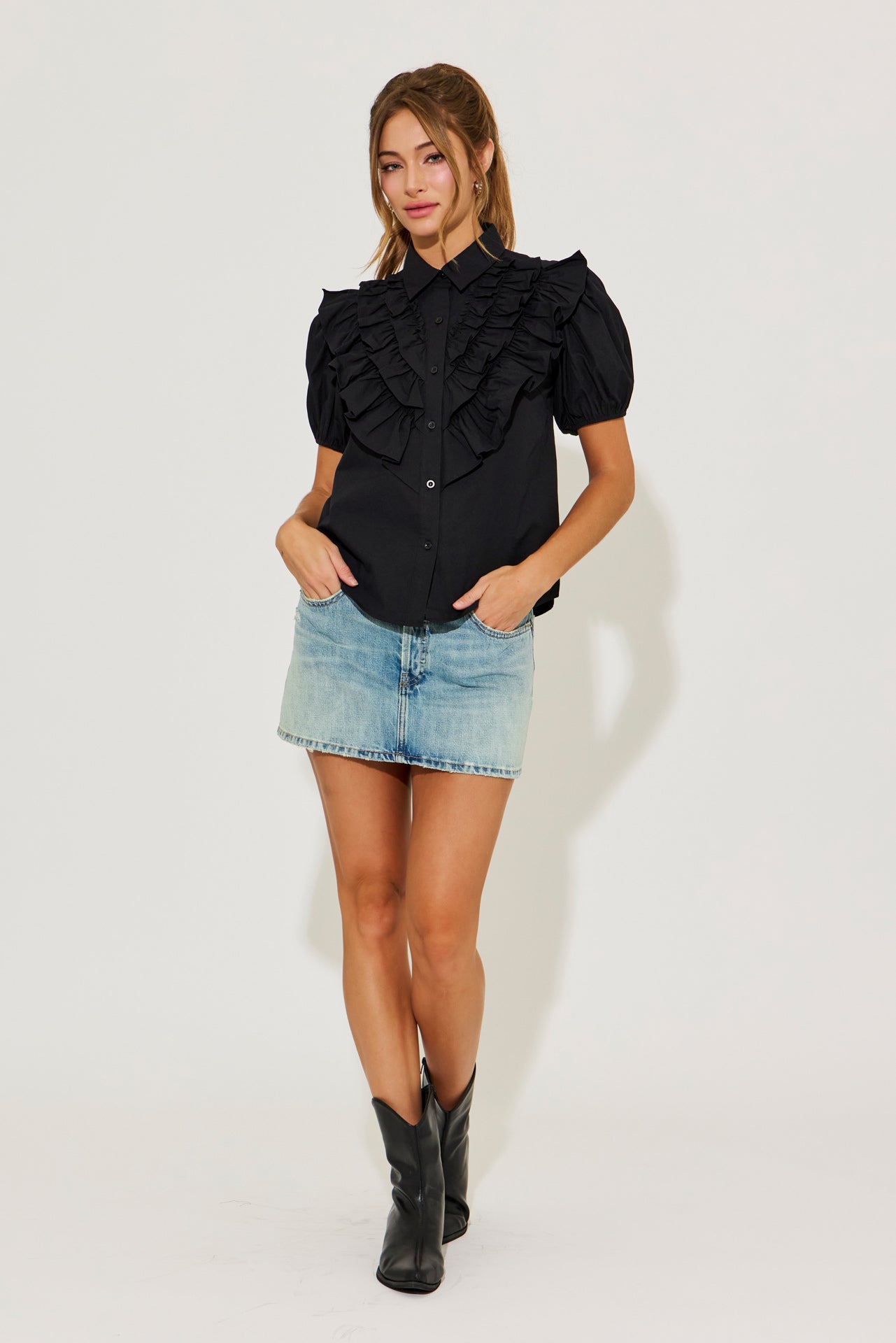 Ruffled Collar Charm Top