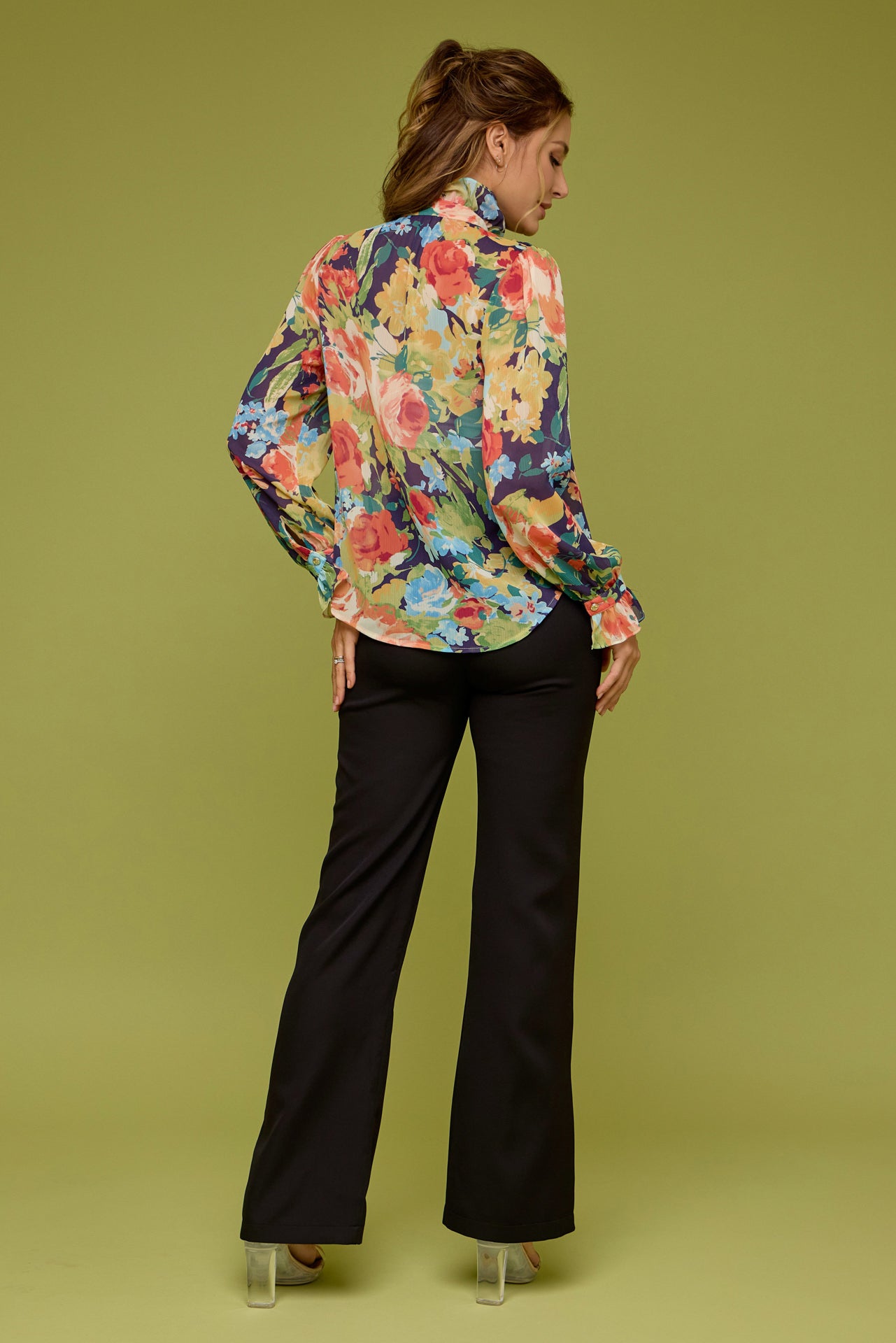 Printed chiffon Ruffled top