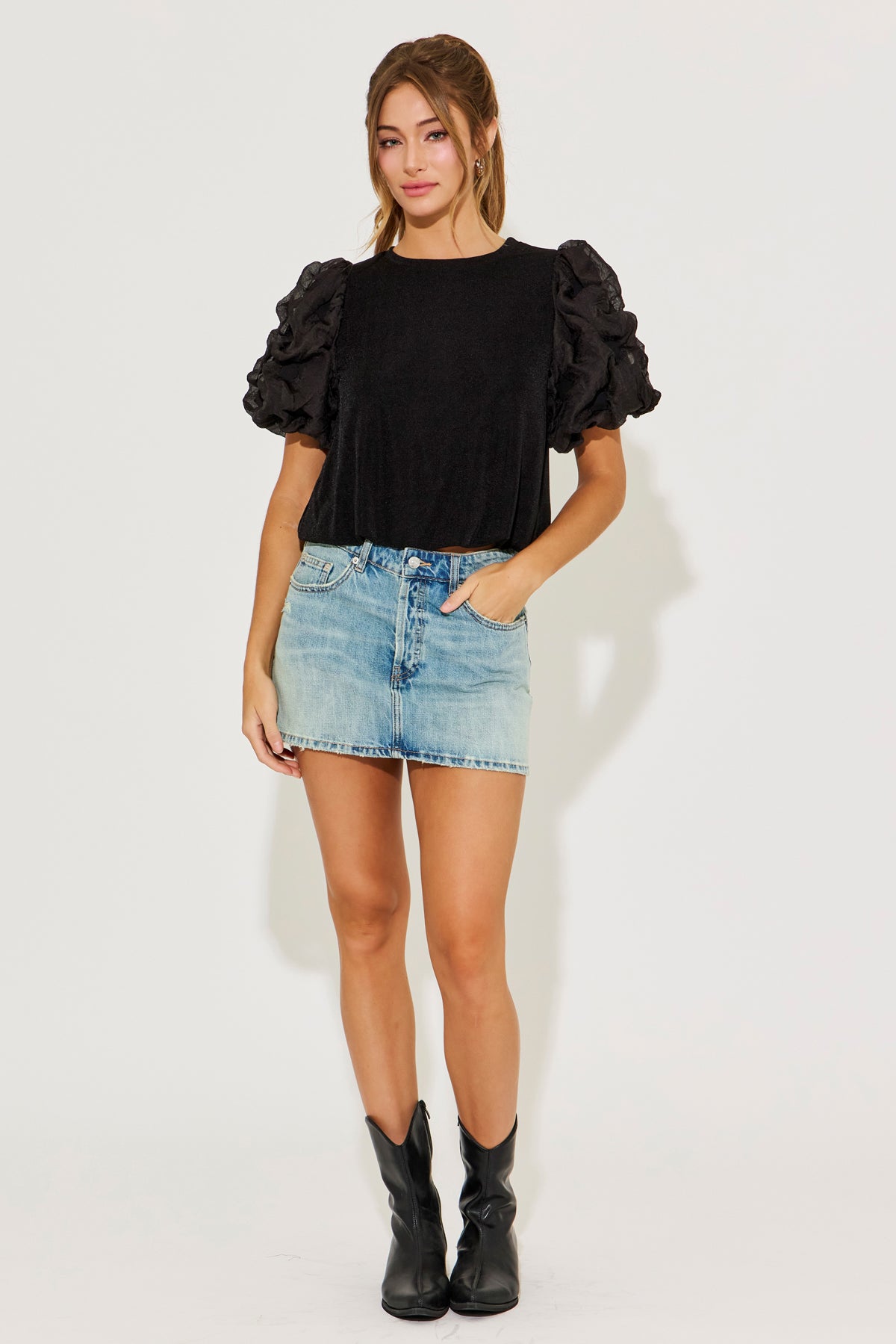 Cloud Burst Knit Puff Top