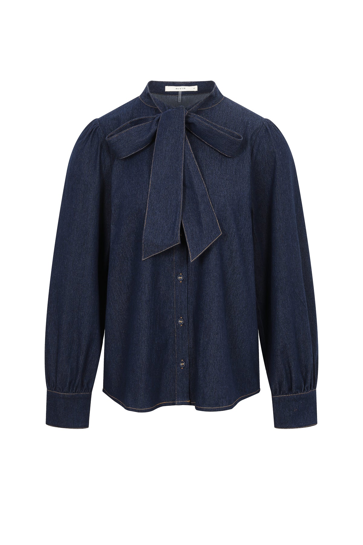 Bow Accent Denim Shirt
