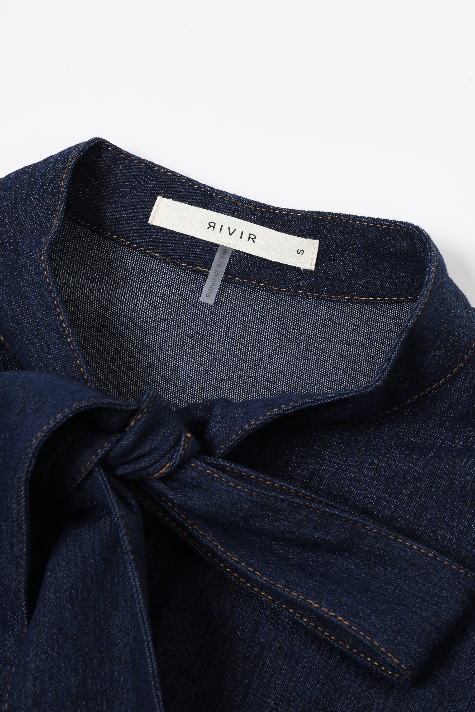 Bow Accent Denim Shirt