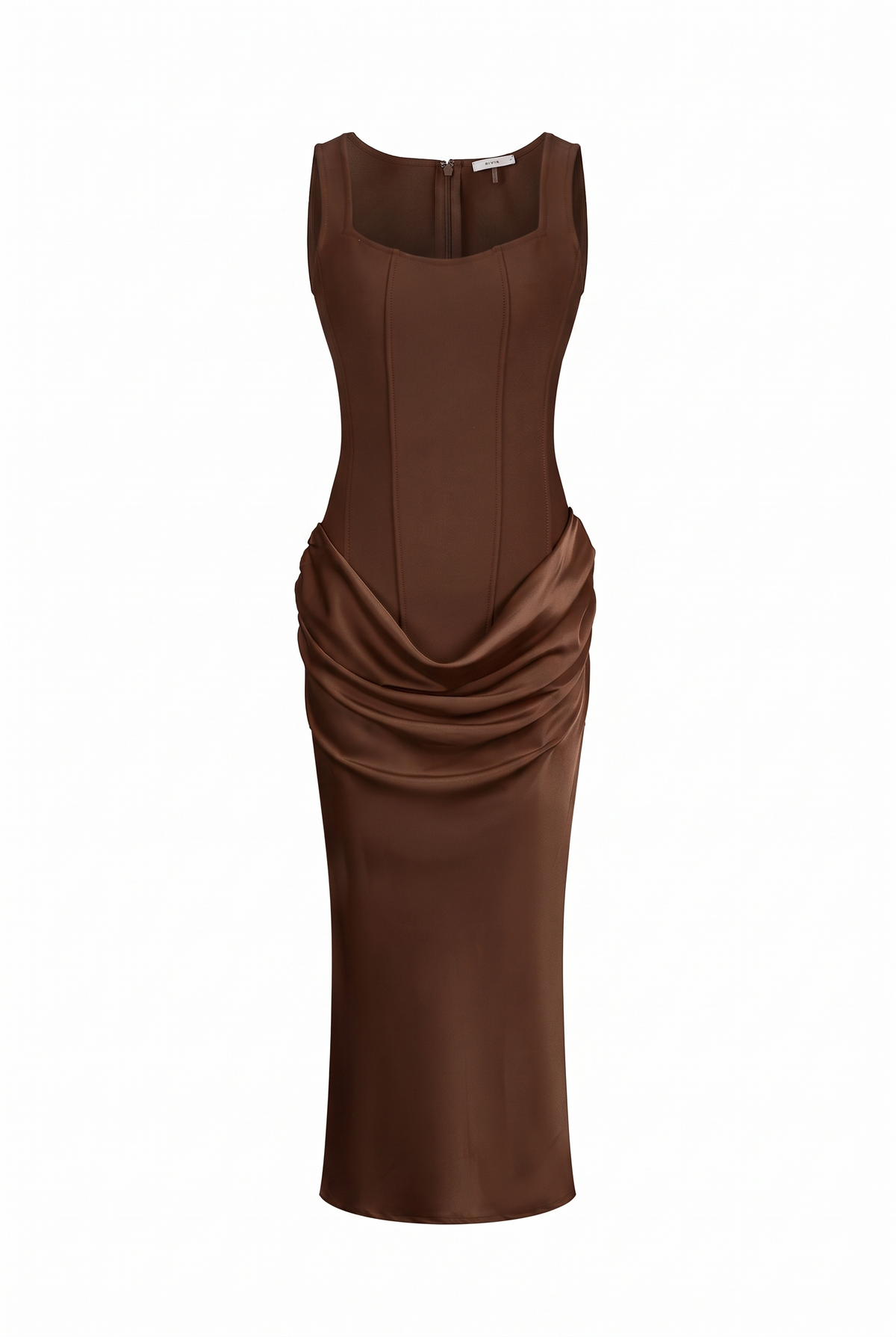 Draped Satin Bandage Midi Dress