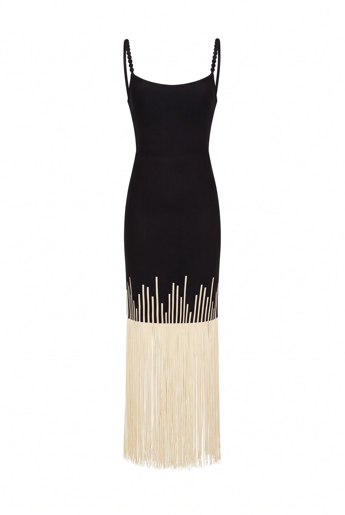 Two Tone Fringe Detail Midi Dress