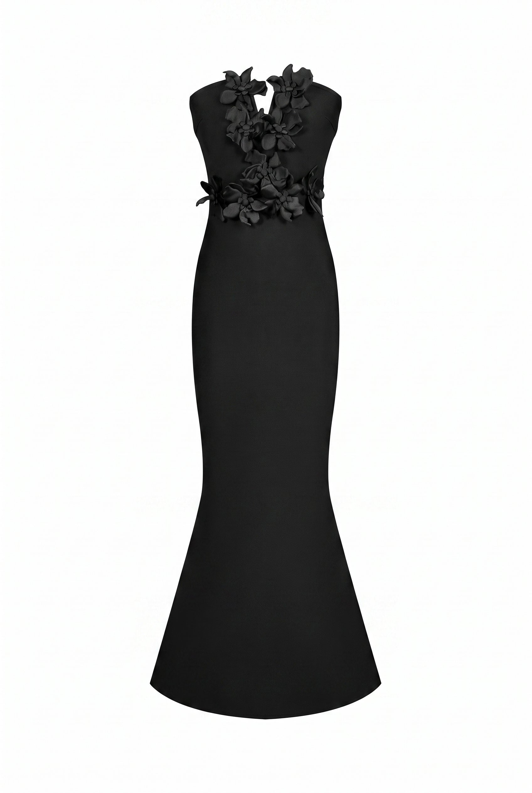 Sleeveless V-neck Bandage Dress with Flower Detail