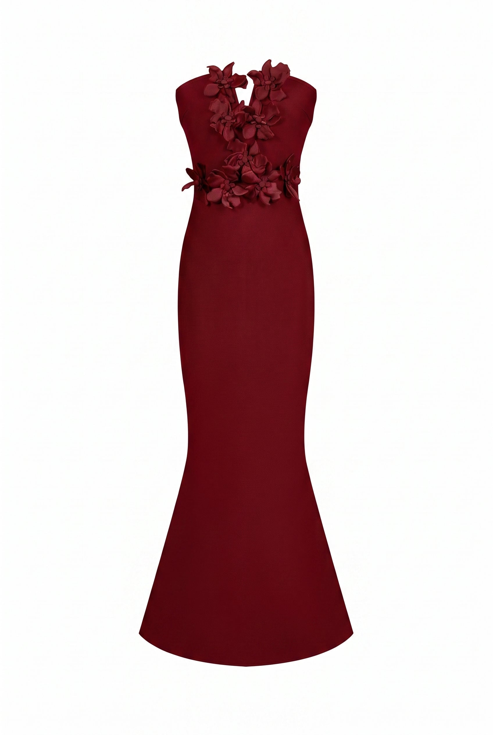 Sleeveless V-neck Bandage Dress with Flower Detail