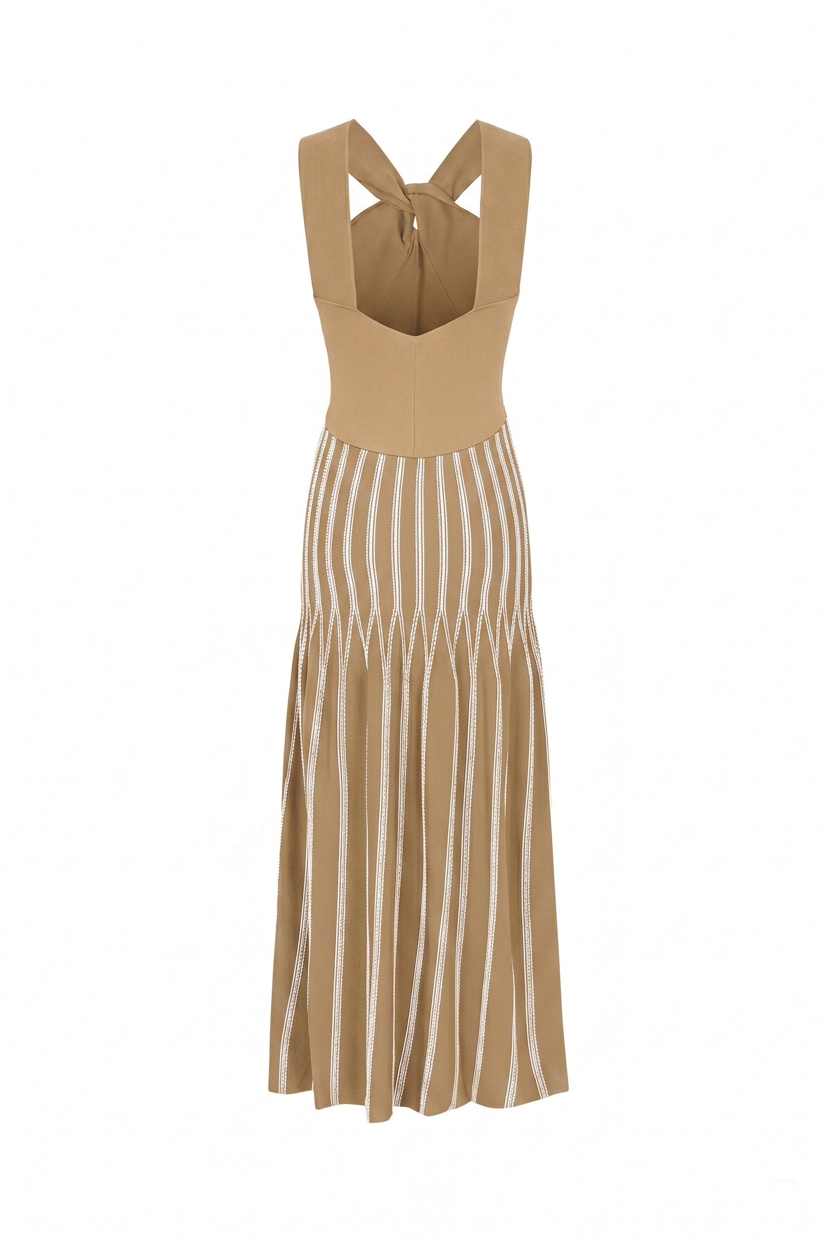 Nadine Knit Stripe Crisscross Halter Midi Dress