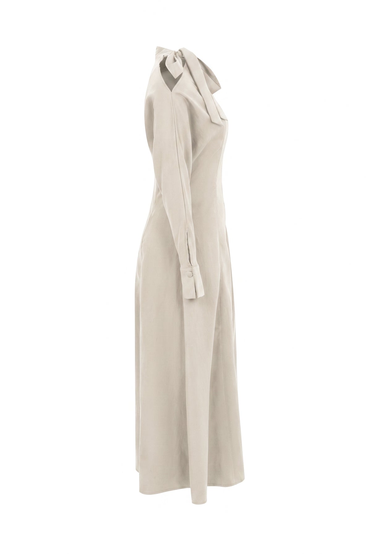 Paulette Woven Midi Dress With Shoulder Cut Out And Tie