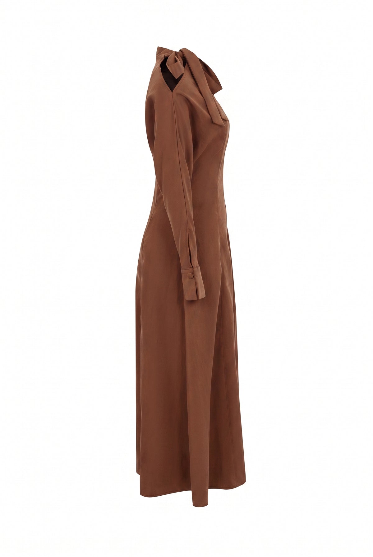 Paulette Woven Midi Dress With Shoulder Cut Out And Tie
