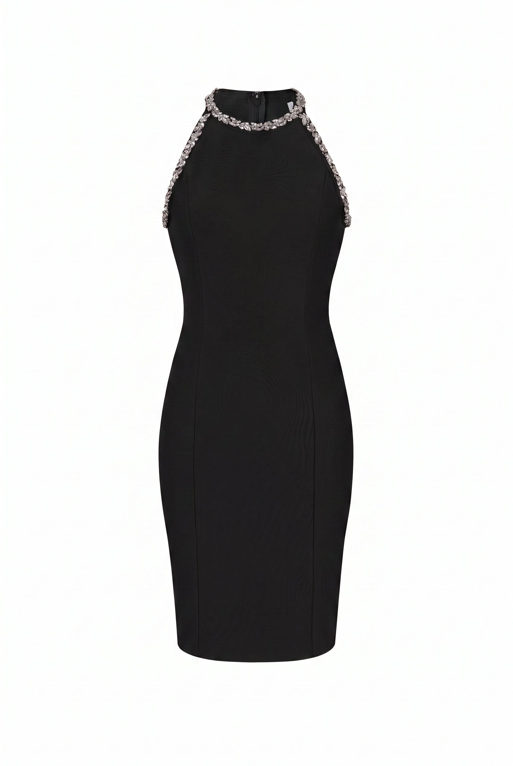 Sleeveless Bandage Dress with Rhinestones