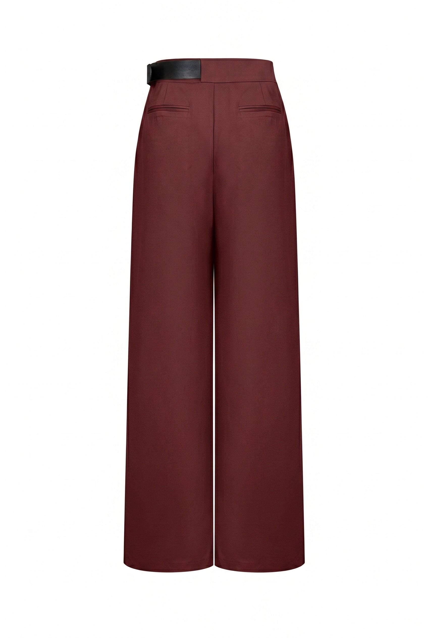 Axelle Woven Asymmetrical Pleated Pants with PU Belt