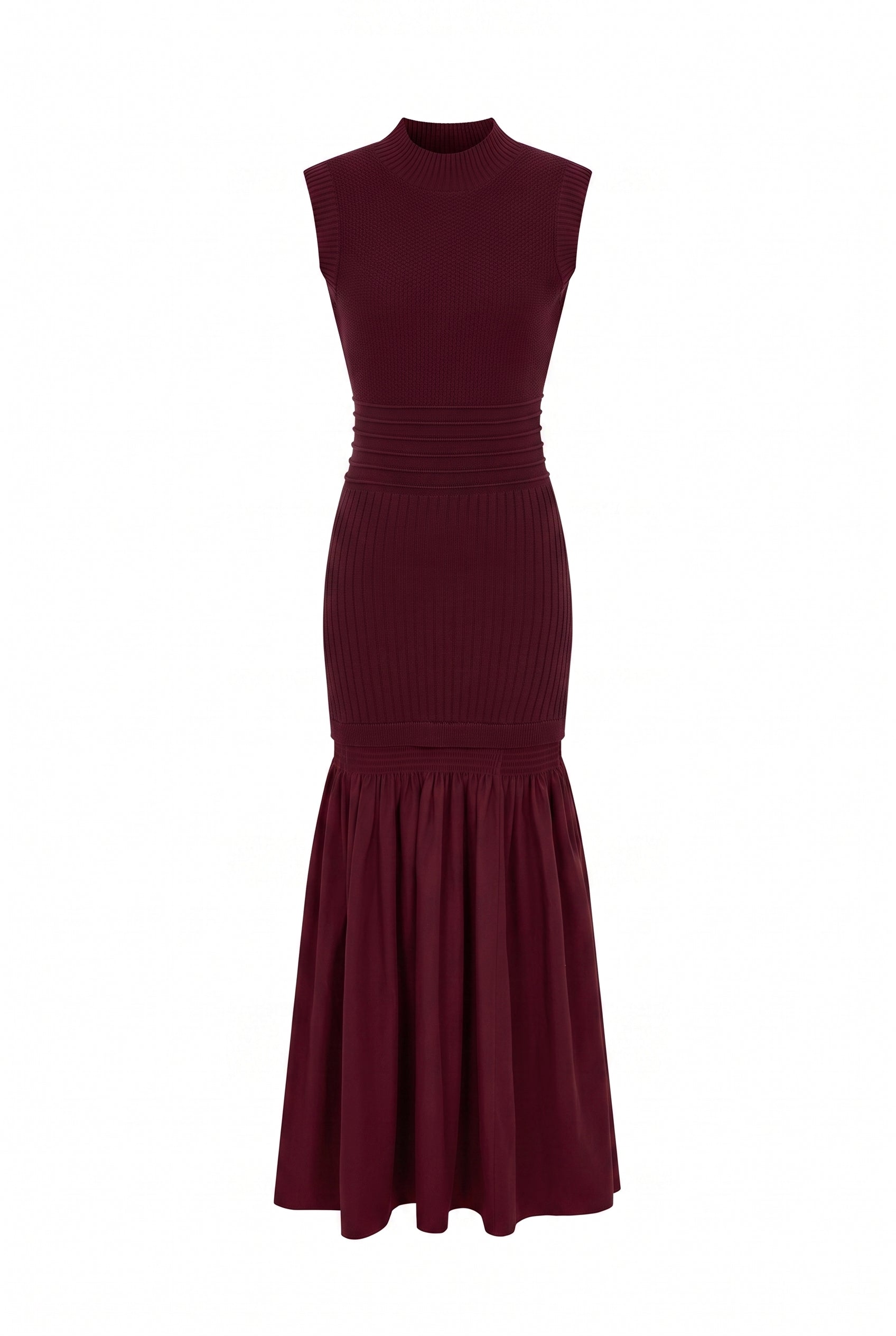 Mock-Neck Drop-Waist Sweater Midi Dress