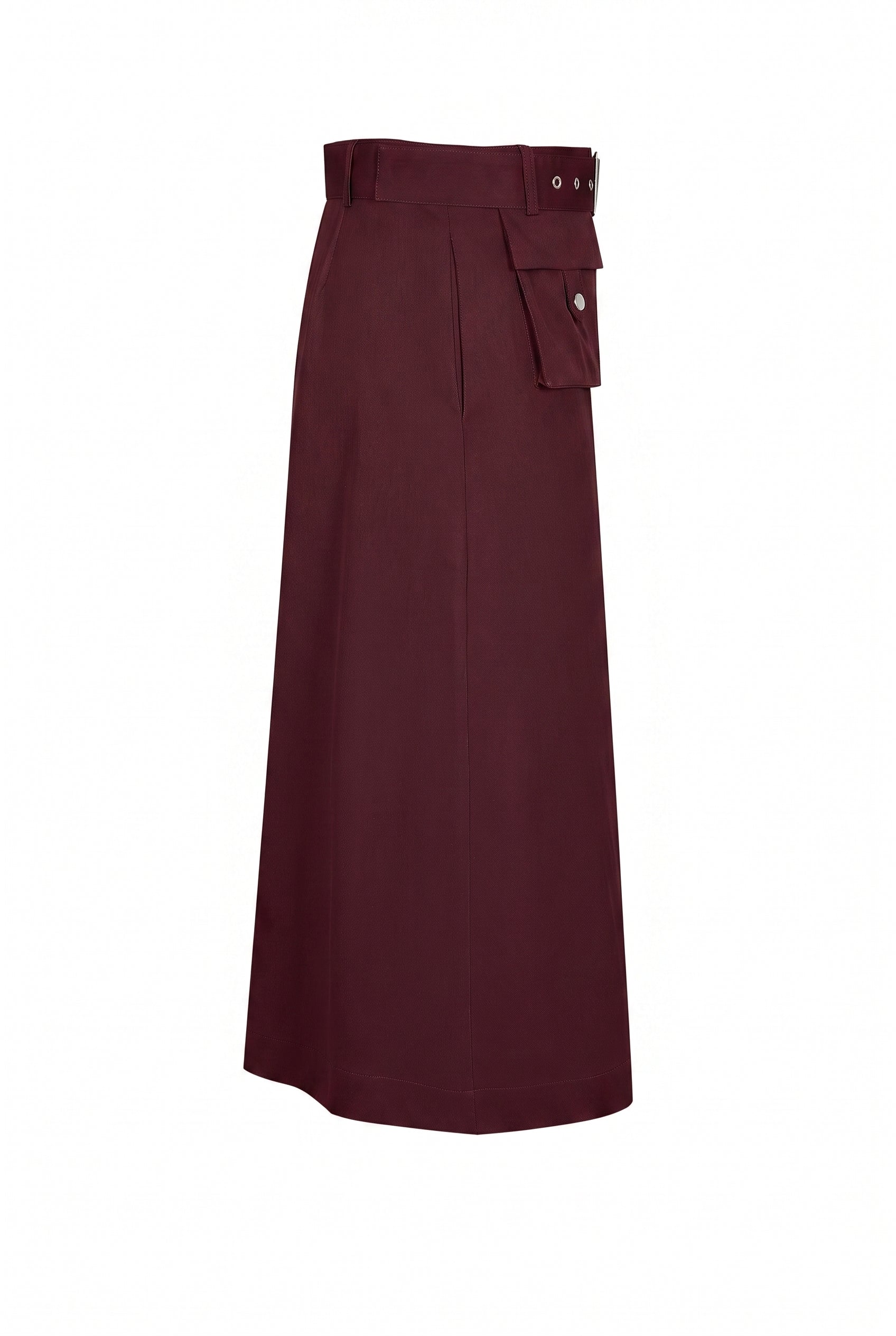 Axelle Woven Half Pleated Cargo Midi Skirt