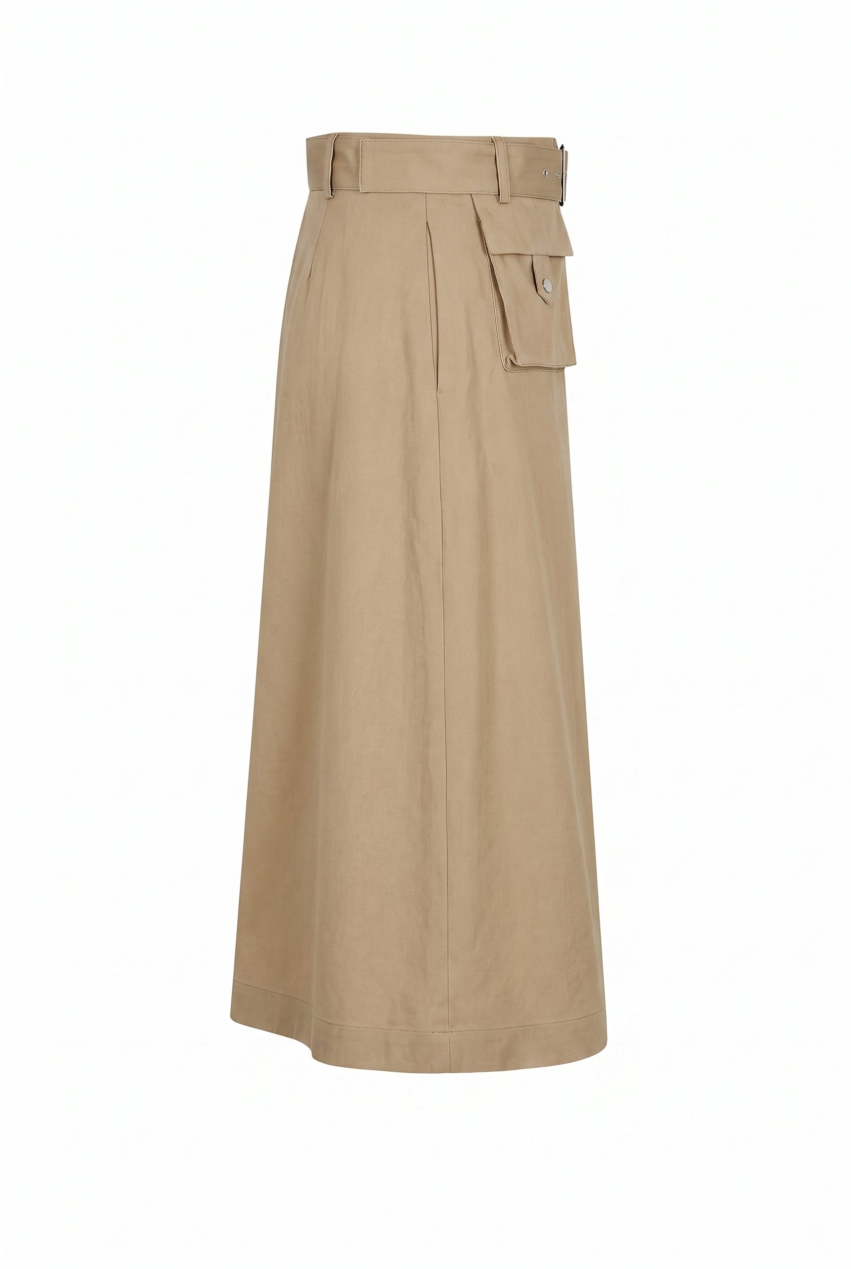 Axelle Woven Half Pleated Cargo Midi Skirt